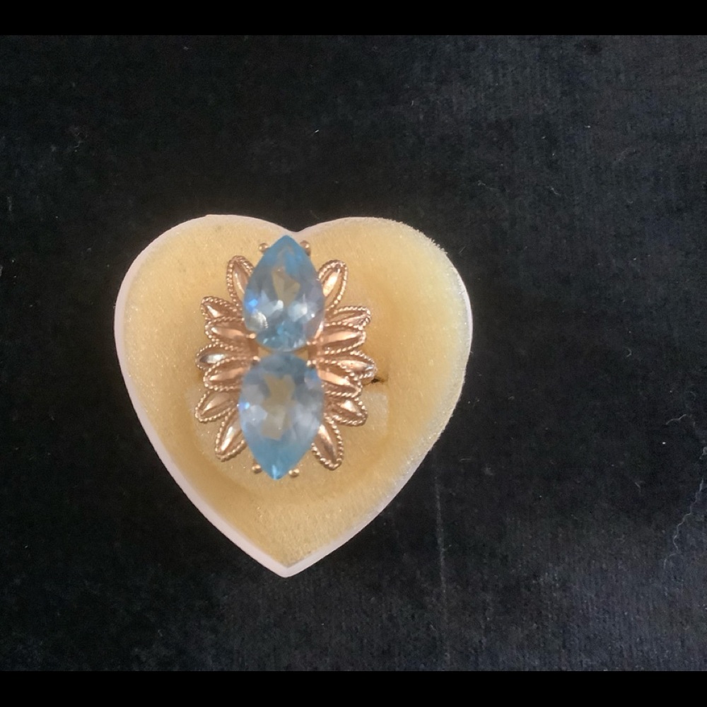 14K Gold Blue Topaz Ring